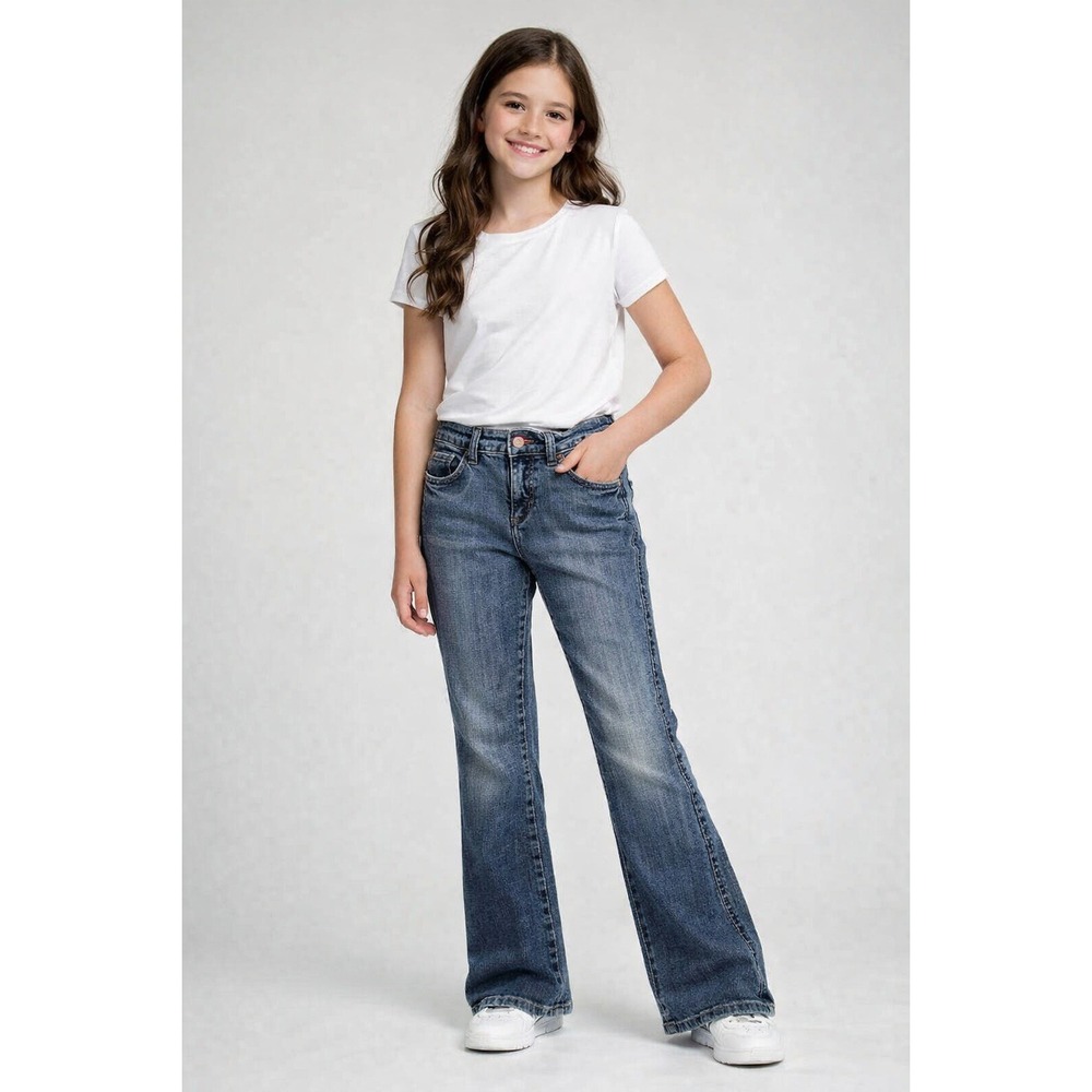 Underground Soul Girls Jeans Blue Flare Leg Sz 12.5 Plus Stretch Detailed Pocket